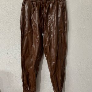Faux Leather Joggers